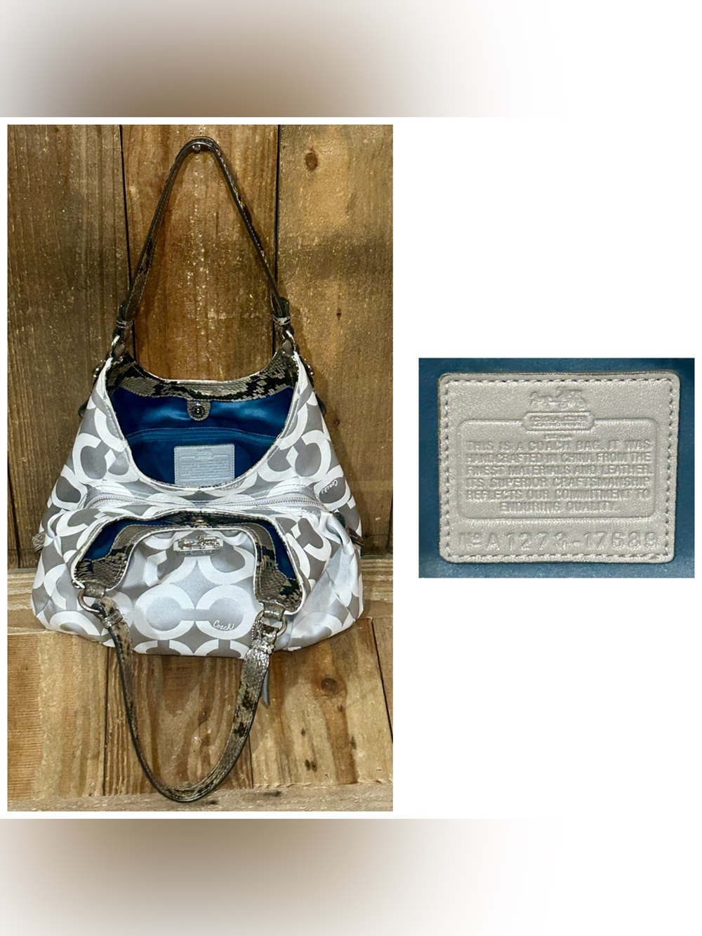 Coach. 4 Piece: Maggie Op Art Shoulder Bag with Free Watch, Wristlet & Dust Bag. - Picture 4 of 16